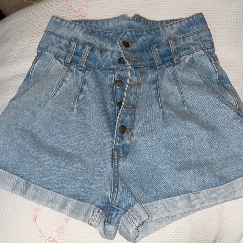 High waisted jean shorts